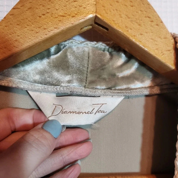 Vintage Diamond Tea Crushed Velvet Embroidered Kimono Caftan Robe Open S… - Picture 12 of 13